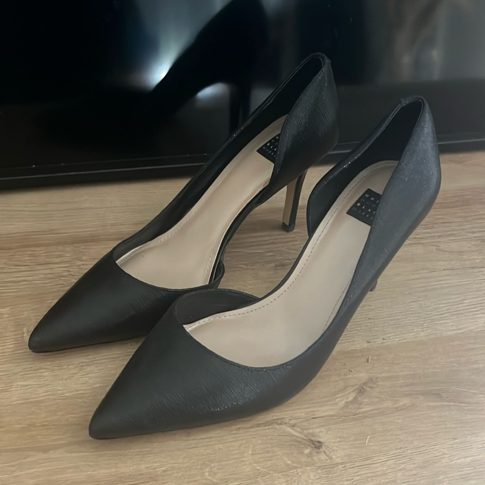 Black pointed heels from White House Black Market with minor wear, worn once